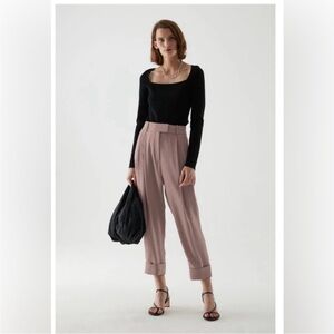 COS Relaxed Pleated Trousers in  Grey / Taupe Size 10